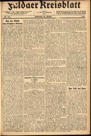 Ausgabe vom Donnerstag, den 30. Oktober 1924.