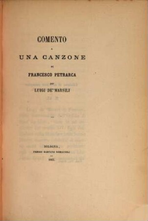Comento a una canzone di Francesco Petrarca