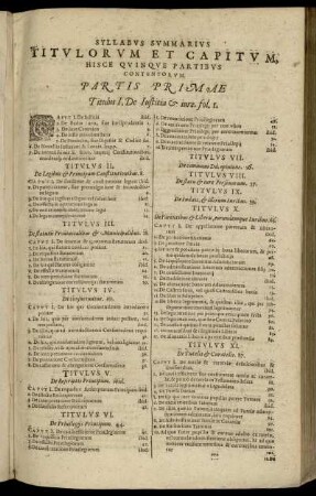 Syllabus Summarius Titulorum Et Capitum [...]