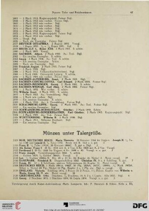 Münzen unter Talergröße (Nr. 2109-2327)