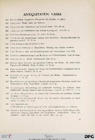 Antiquitäten: Varia (Nr. 883-973)