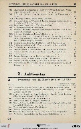 3. Auktionstag Donnerstag, den 24. Jänner 1935, ½ 3 Uhr (Nr. 801-1200)