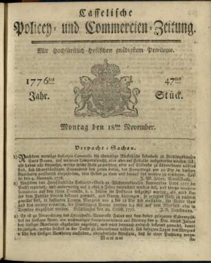 47tes Stueck, Montag den 18ten November 1776