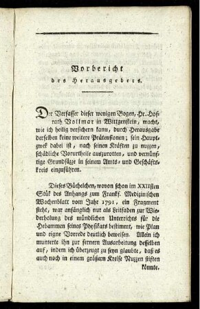 Vorbericht des Herausgebers.