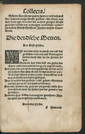 Die deudsche Metten.