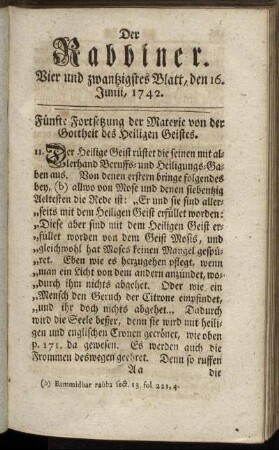 Vier und zwanzigstes Blatt, den 16. Junii, 1742.