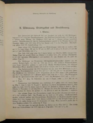 II. Witterung, Stadtgebiet und Bevölkerung.