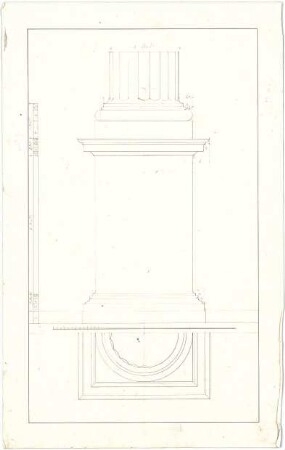 Röhrer, Karl; Säulen- und Gebälkstudien - Säulendetail, Säulenschaft und Basis (Ansicht; Schnitt)