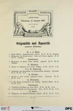 Oelgemälde und Aquarelle (Nr. 1-173)