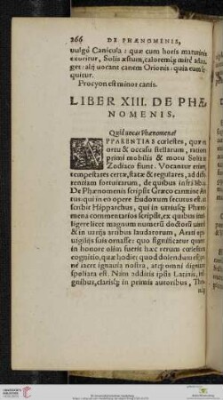 Liber XIII De Phaenomenis