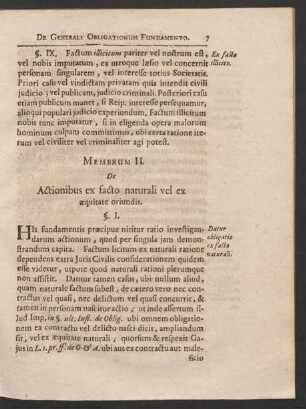 Membrum II. De Actionibus ex facto naturali vel ex aequitate oriundis.