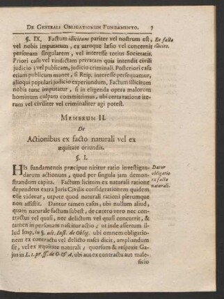 Membrum II. De Actionibus ex facto naturali vel ex aequitate oriundis.