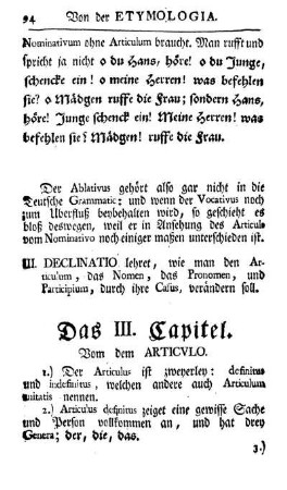 Das III. Capitel. Von dem Articvlo.