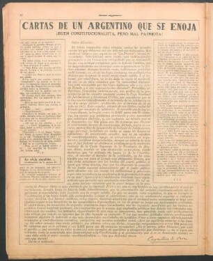 Cartas de un argentino que se enoja : ¡Buen constitucionalista, pero mal patriota!
