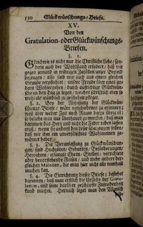XV. Von den Gratulation- oder Glückwünschungs-Briefen.