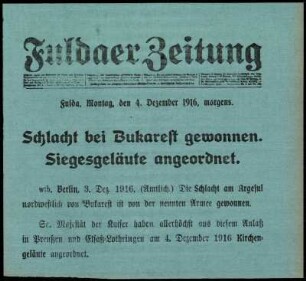 Erste Ausgabe vom Montag, den 04. Dezember 1916.