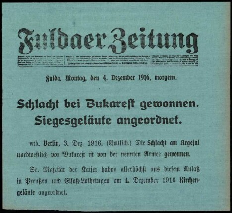 Erste Ausgabe vom Montag, den 04. Dezember 1916.