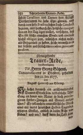Neunzehende Trauer-Rede.