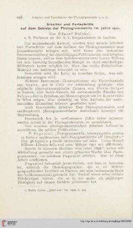 16: Arbeiten und Fortschritte auf dem Gebiete der Photogrammetrie im Jahre 1901