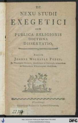 De Nexu Studii Exegetici cum Publica Religionis Doctrina Dissertatio