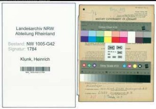 Entnazifizierung Heinrich Klunk , geb. 06.09.1909 (Friseur)