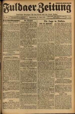 Erste Ausgabe vom Donnerstag, den 19. Juni 1924.