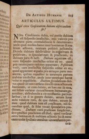 243-251, Articulus Ultimus. Nota. Conscientia dubia, ...