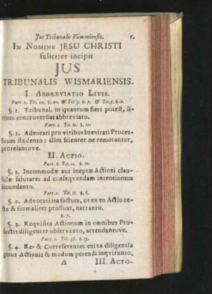 Ius Tribunalis Wismariensis. I. Abbreviatio Litis - CLXXX. Unio Ecclesiarum.