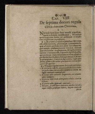 Cap. VIII. De septima decori regula circa decentiam Clericorum.