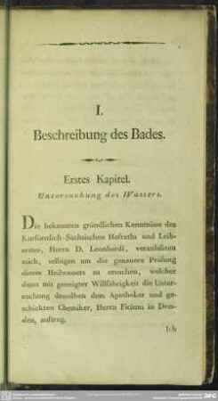 I. Beschreibung des Bades