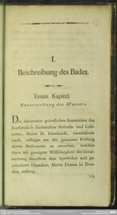I. Beschreibung des Bades