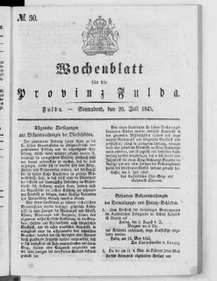 Nr. 30, Ausgabe vom 26. Juli 1845