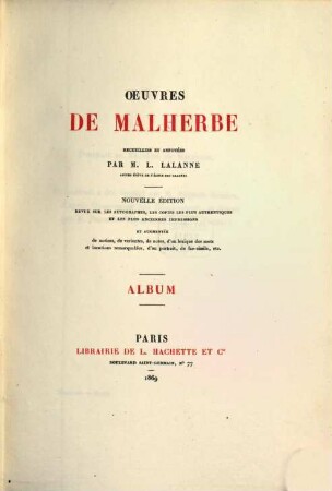 Oeuvres de Malherbe. [6], Album