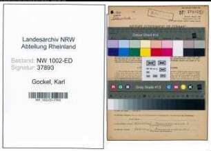 Entnazifizierung Karl Gockel, geb. 16.09.1895 (Lehrer)