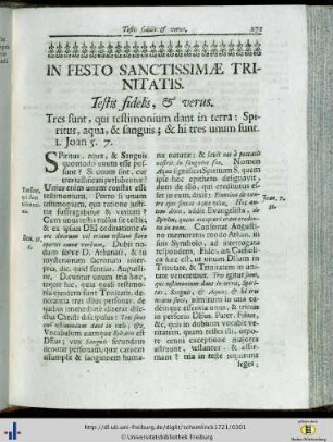 In Festo Sanctissimae Trinitatis.