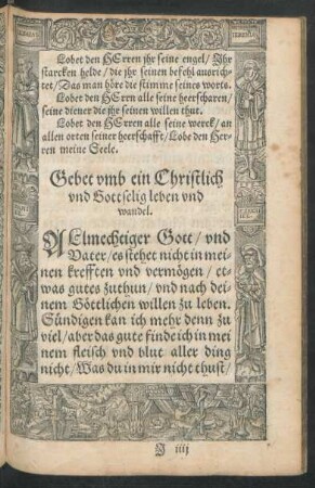 Gebet umb ein Christlich und Gottselig leben und wandel.