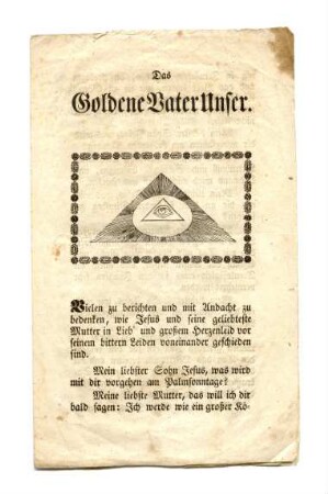 "Das Goldene Vater Unser." (kleines Andachtsbild)
