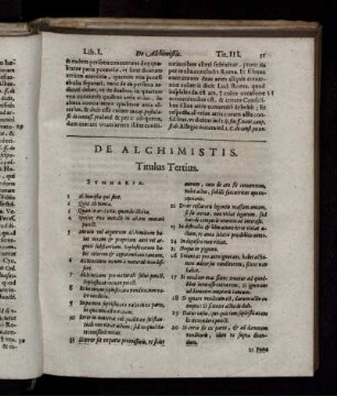 De Alchimistis. Titulus Tertius