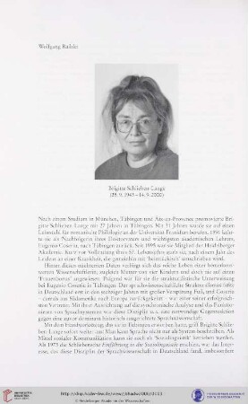 Brigitte Schlieben-Lange (25.9.1943 - 14.9.2000)