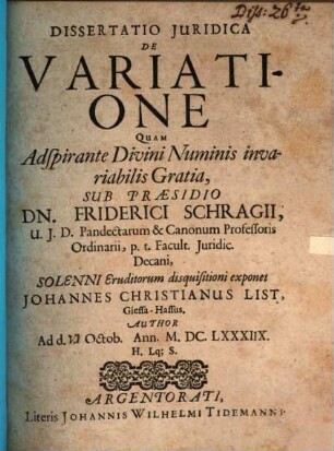Diss. iur. de variatione