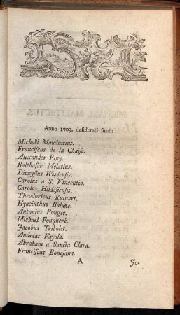 Anno 1709. desiderati sunt:[...]