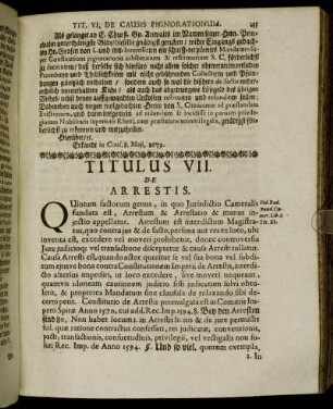 Titulus VII. De Arrestis.