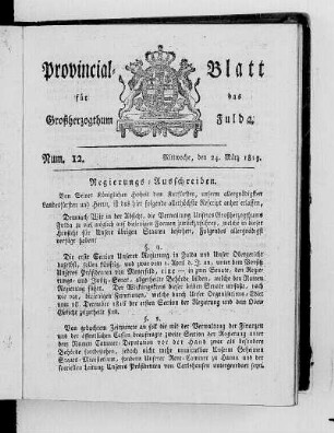 Num. 12, Ausgabe vom 24. März 1819