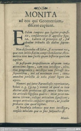 Monita ad eos qui Geometriam discere cupiunt