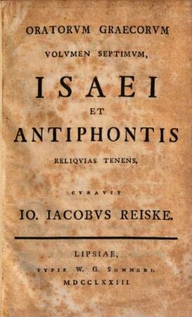 Isaei et Antiphontis reliquias tenens