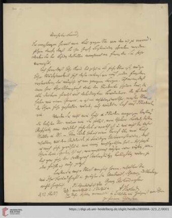 Korrespondenz August Tholuck / Carl Ullmann: Brief von August Tholuck an Carl Ullmann