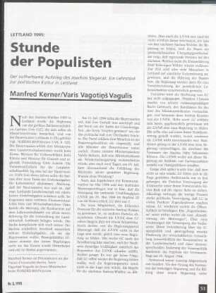 Lettland 1995: Stunde der Populisten