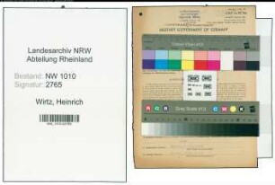 Entnazifizierung Heinrich Wirtz , geb. 20.02.1903 (Installateur)