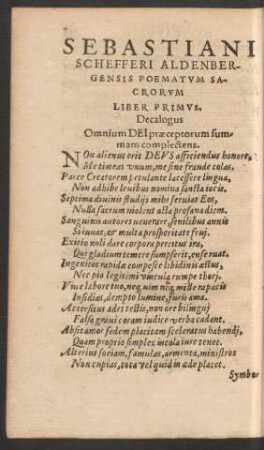 Sebastiani Schefferi Aldenbergensis Poematum Sacrorum