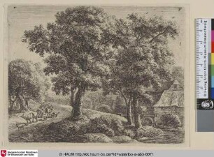 [Ein Hirte mit Kühen bei einer Wassermühle; Herdsman near a water-mill]